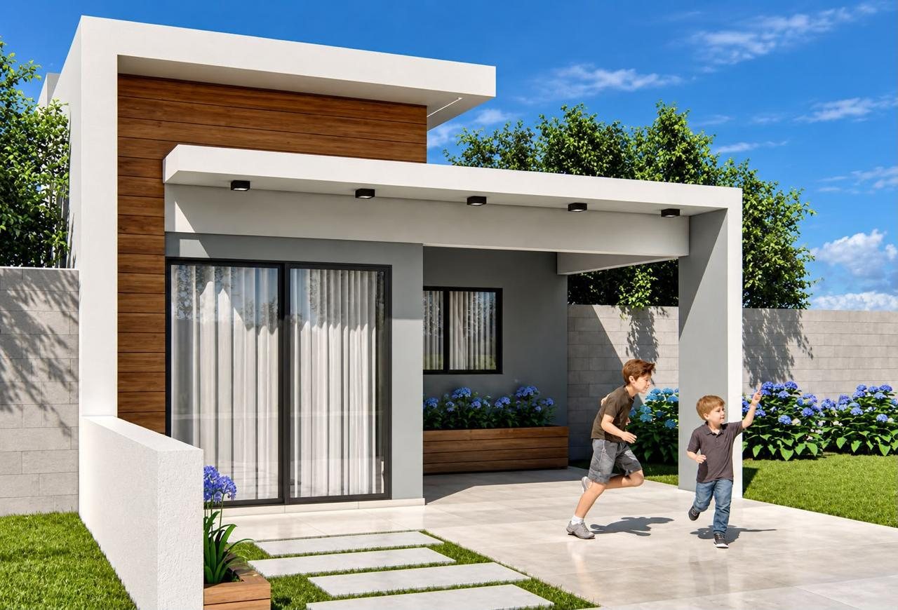 Fachada de residência térrea no Jardim Planalto